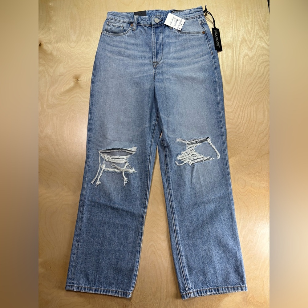 Blank NYC Button Fly Distressed Straight Jeans Baxter 26 26/27 26x27 27” inseam